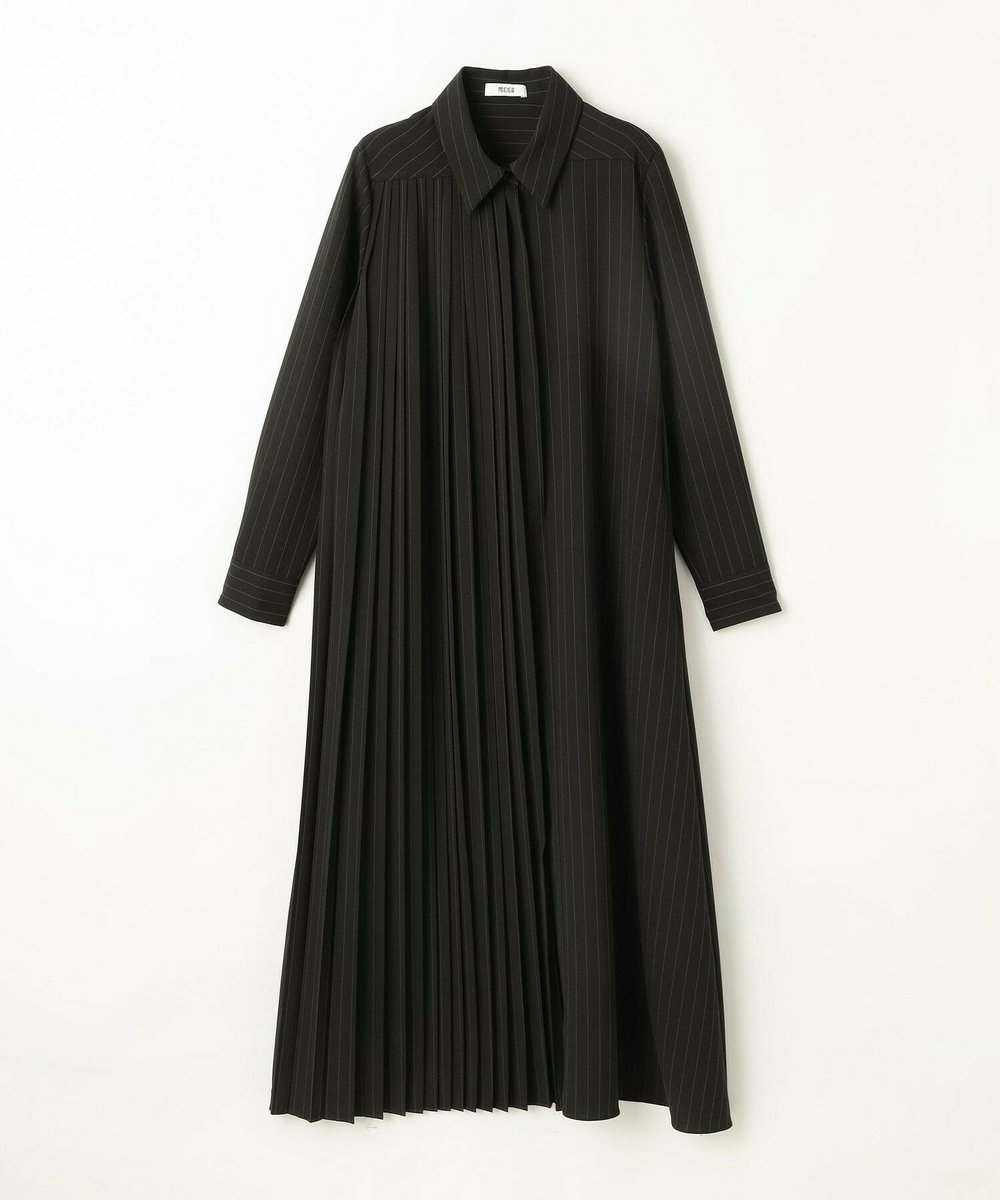 MOGA Collection MOGA Collection ストライプアシンメトリープリーツワンピース ブラック