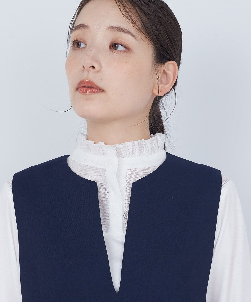 ADIEU TRISTESSE スリット入りクルーネックジャンパースカート ネイビー