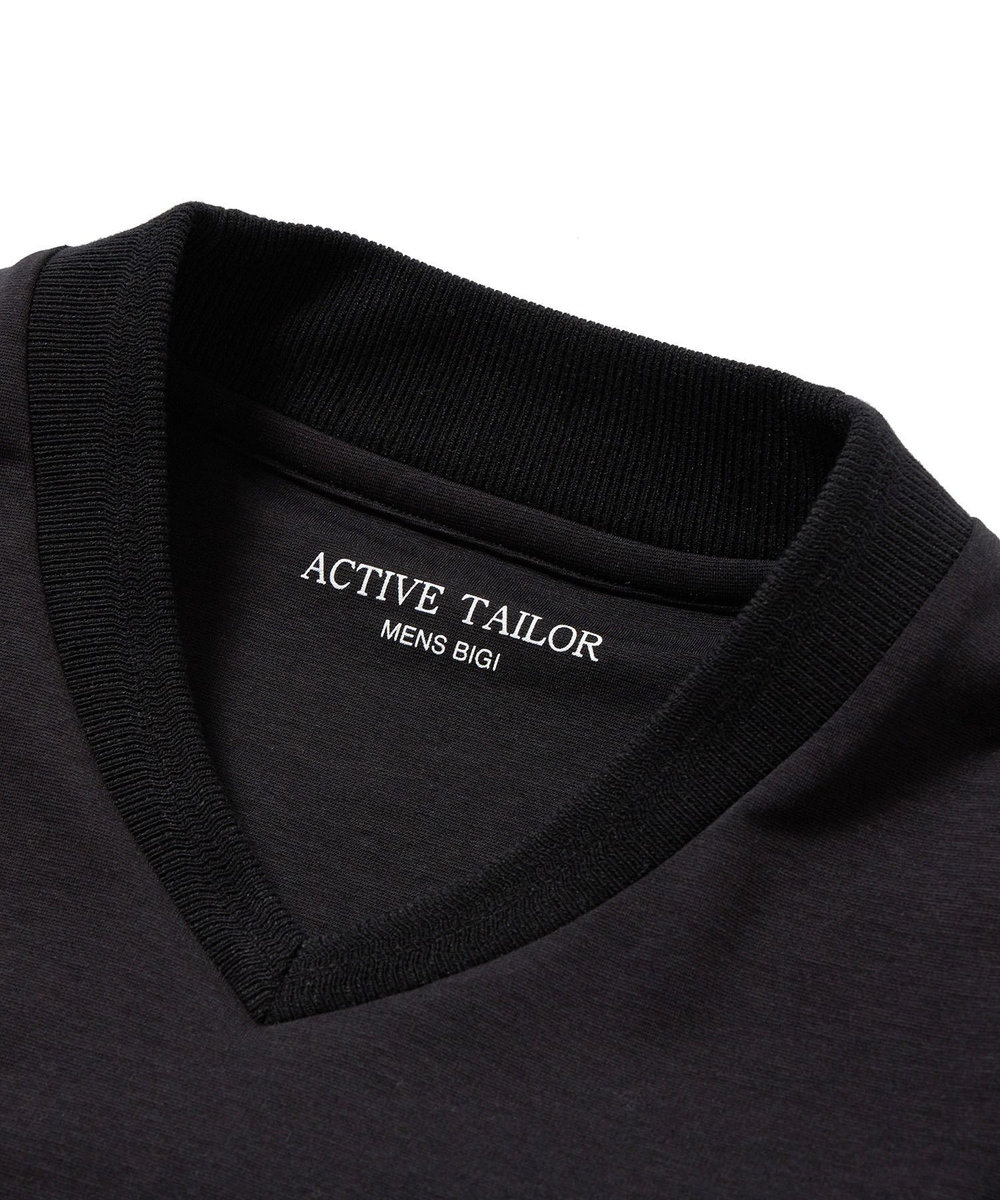 MEN'S BIGI 【ACTIVE TAILOR】シルケットスムースVネックロングTシャツ ブラック