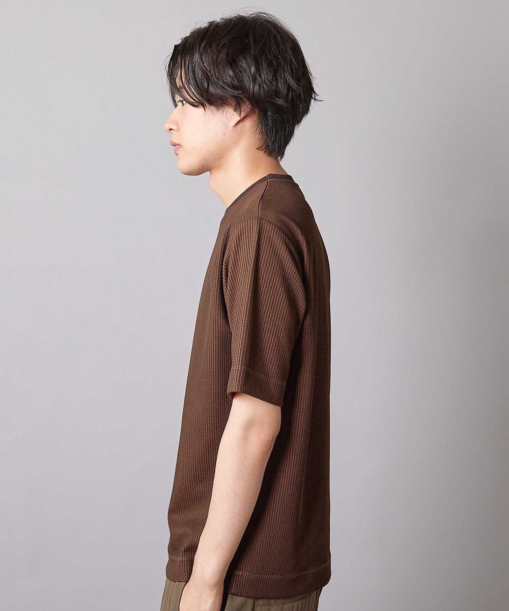 UNION STATION ジャガードストライプTシャツ ブラウン