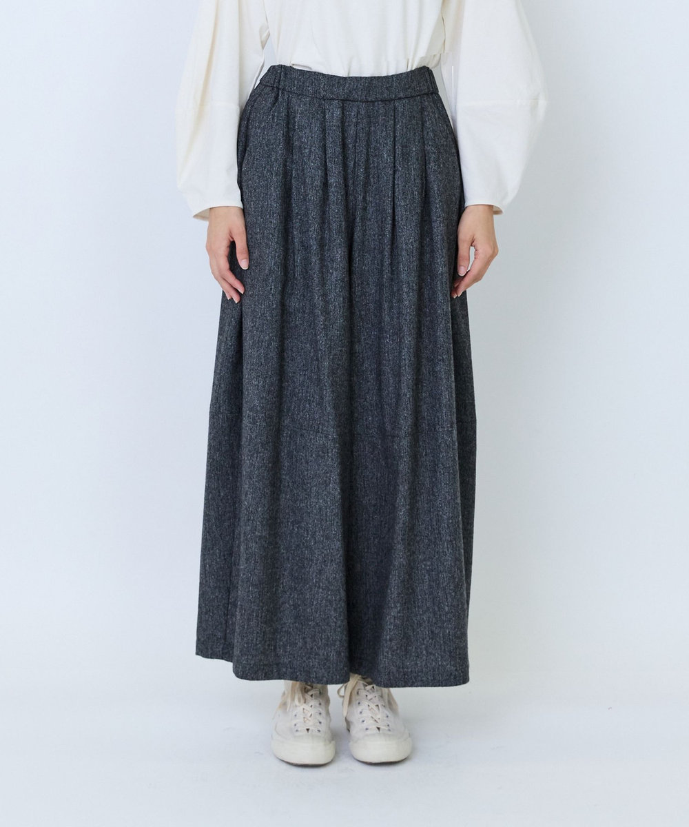 LOISIR ウール混ツイードボトルシルエットパンツ グレー系その他