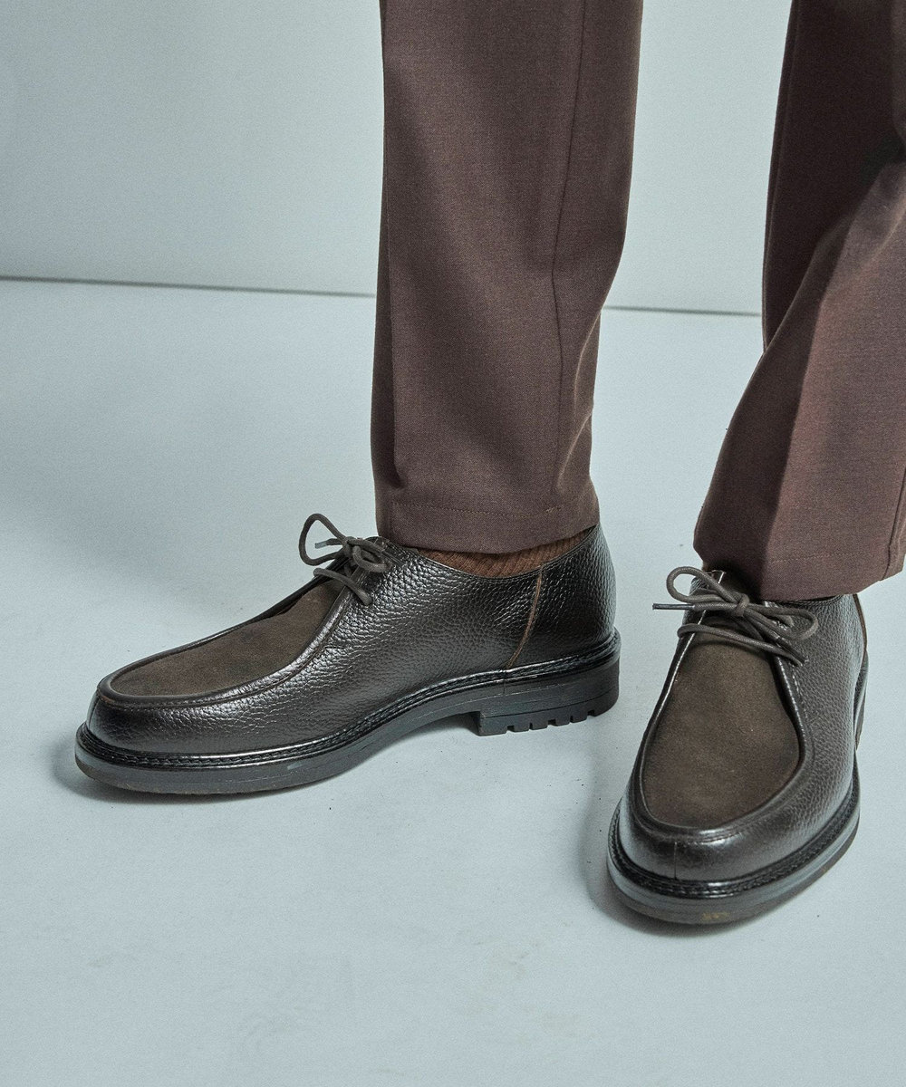 MEN'S BIGI 異素材コンビ レザーチロリアンシューズ ダークブラウン