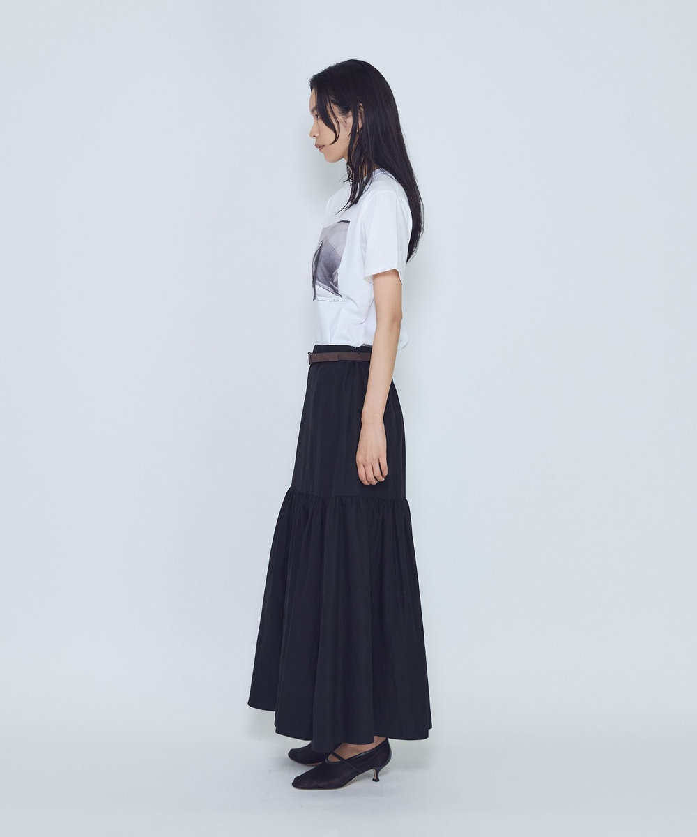 1er Arrondissement フィブリルポプリンティアードスカート ブラック