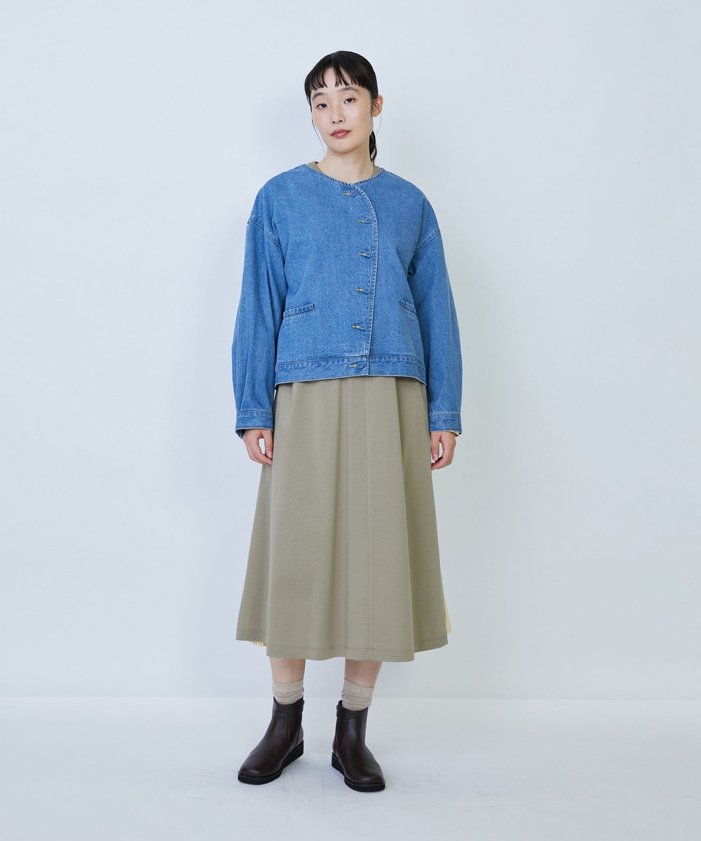 LOISIR デニムノーカラージャケット ライトブルー