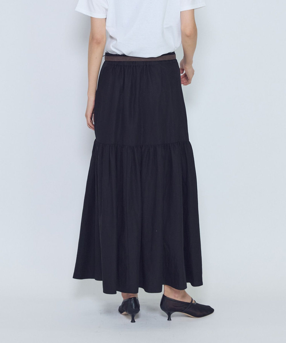 1er Arrondissement フィブリルポプリンティアードスカート ブラック