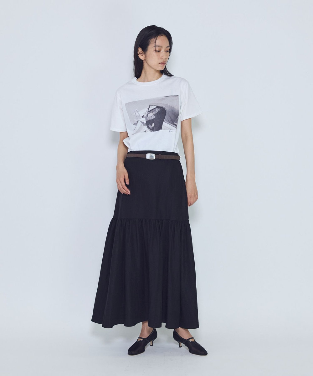1er Arrondissement フィブリルポプリンティアードスカート ブラック