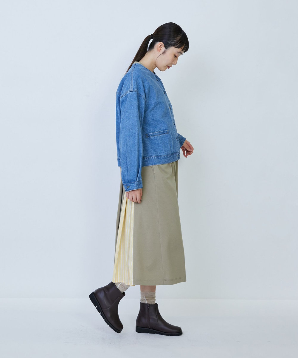 LOISIR デニムノーカラージャケット ライトブルー