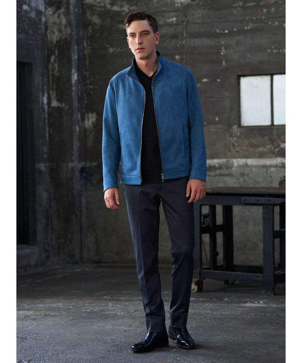 MEN'S BIGI フェイクスエードダンボールブルゾン ブルー