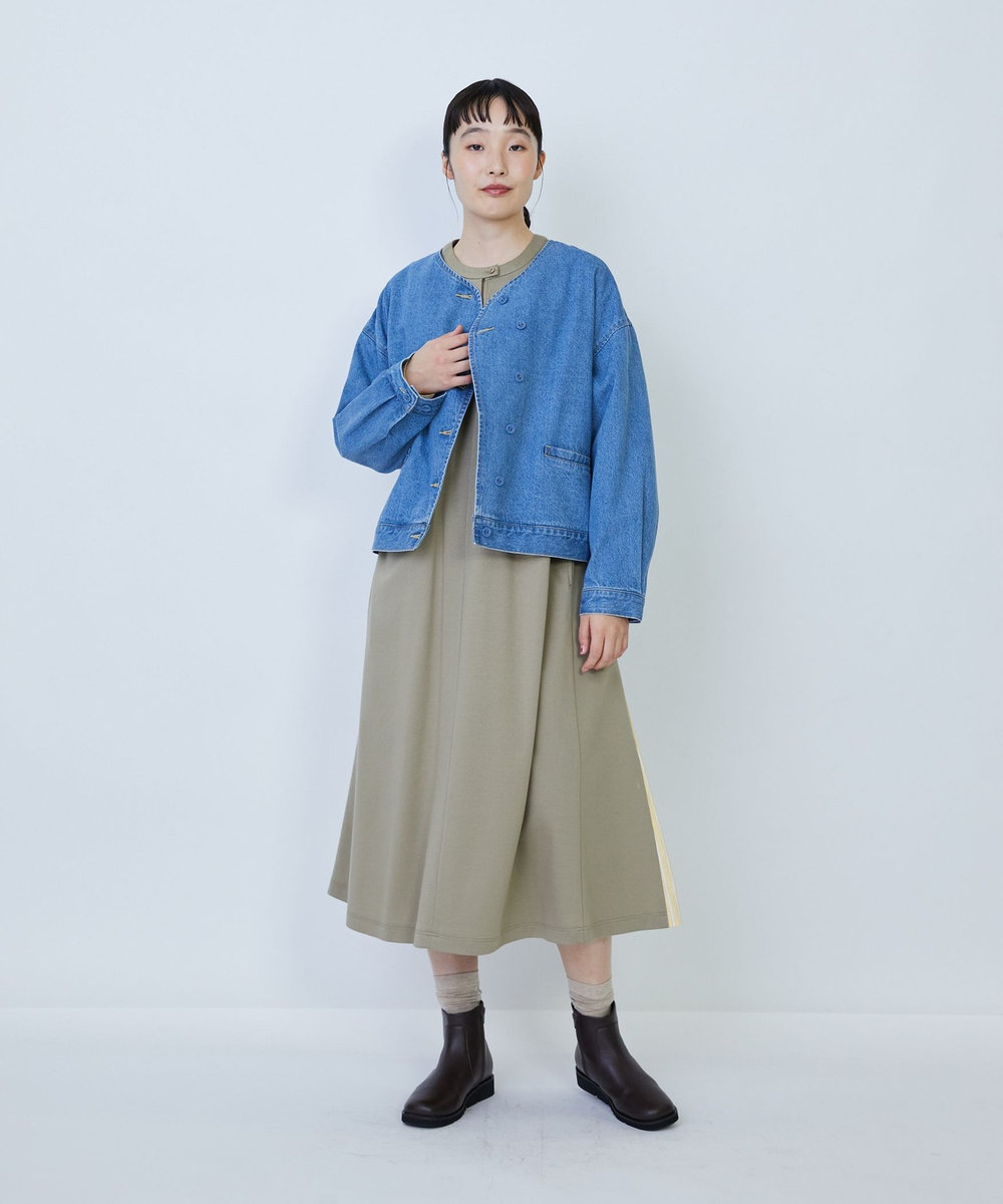LOISIR デニムノーカラージャケット ライトブルー