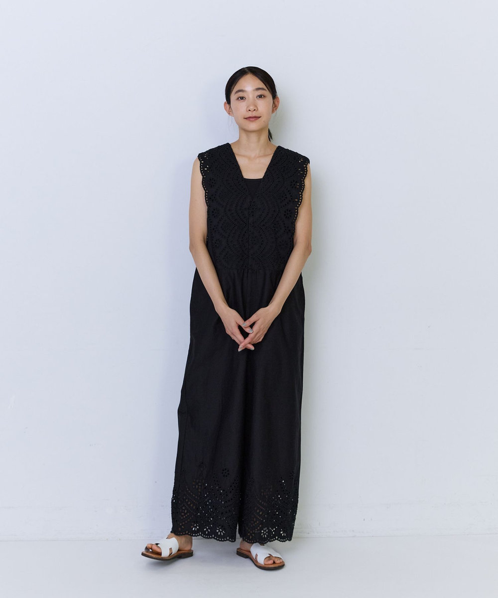 ADIEU TRISTESSE カットワーク刺繍サロペット ブラック