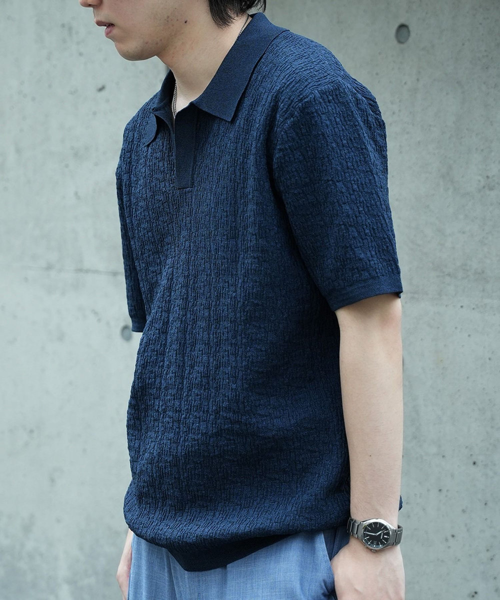 UNION STATION ＜WEB限定＞ワッシャースキッパーポロシャツ ネイビー