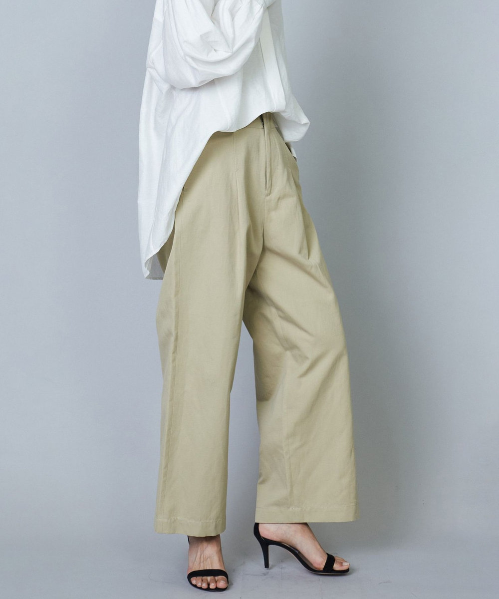 1er Arrondissement コットンヘンプツイルハイウエストパンツ ベージュ