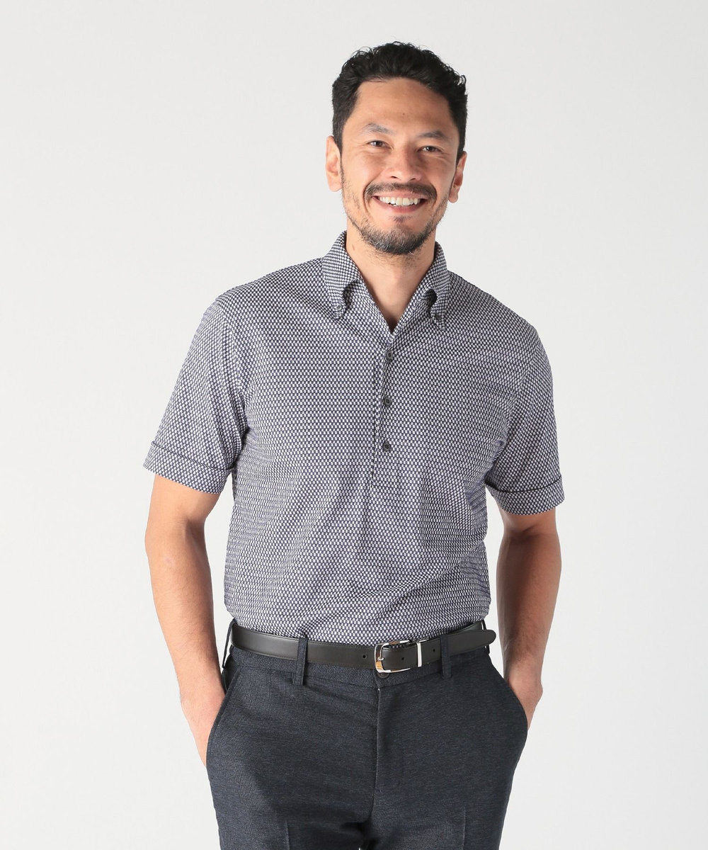 MEN'S BIGI 【ACTIVE TAILOR】サッカー織りポロシャツ<COOL MAX/吸水速乾> ブルー