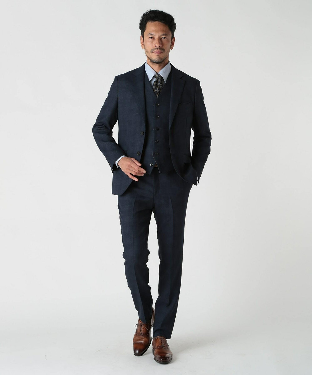 MEN'S BIGI ミックスヤーンブッチャーチェックジャケット ネイビー