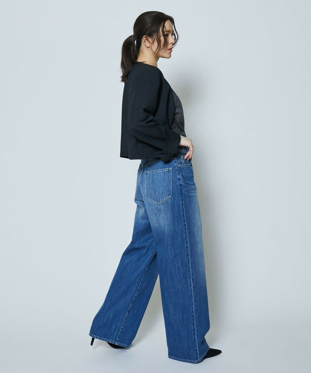 feerique 麻調メッシュノーカラーショートジャケット ブラック