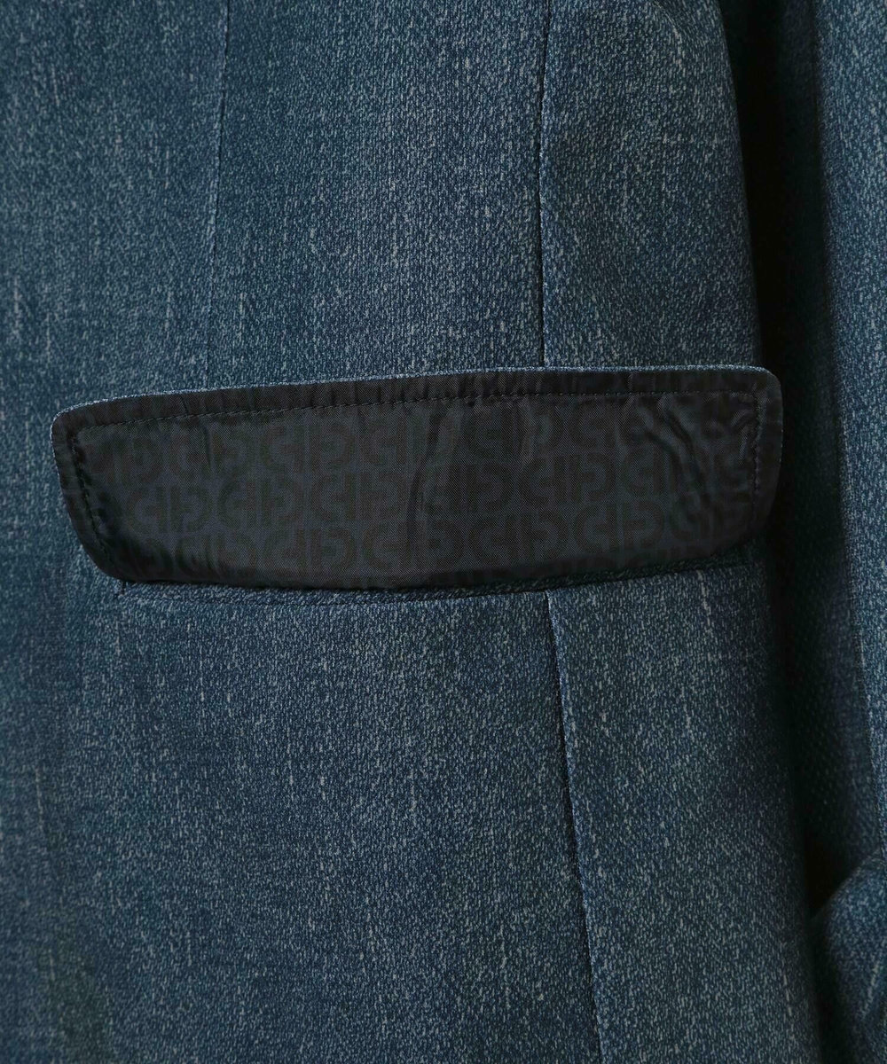 MEN'S BIGI 【COLE HAAN/コール ハーン】別注 トリコットメッシュデニムプリントジャケット＜吸水速乾/EASY CARE＞ ブルー