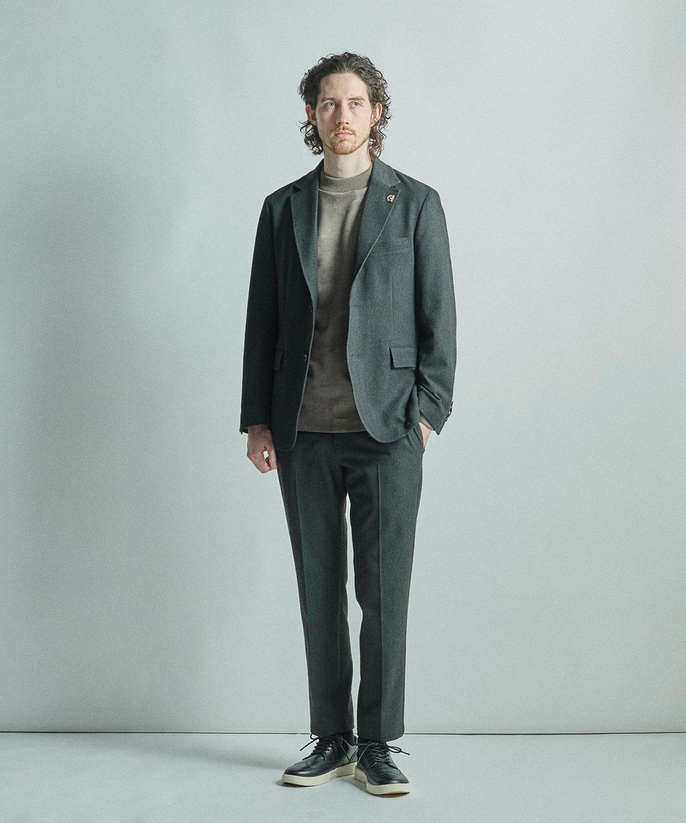 MEN'S BIGI 【COLE HAAN/コール ハーン】別注スエードタッチモックネックロングTシャツ チャコールグレー