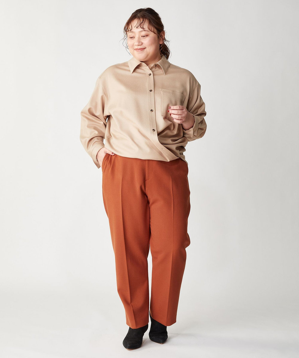 MOGA Lサイズ（大きいサイズ） 【大きいサイズ】スタイリスト戸野塚かおるコラボ ハイカウントフラノシャツブラウス キャメル