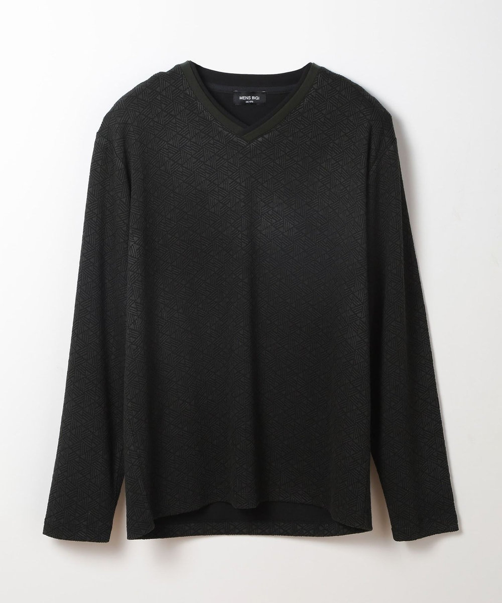MEN'S BIGI フクレジャカードロングＴシャツ オリーブ