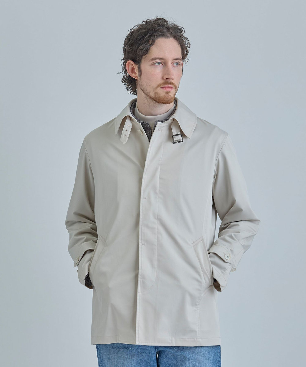 MEN'S BIGI LIMONTA EAST ストレッチギャバ ステンカラーコート＜ストレッチ・防風・撥水・透湿性＞ オフホワイト