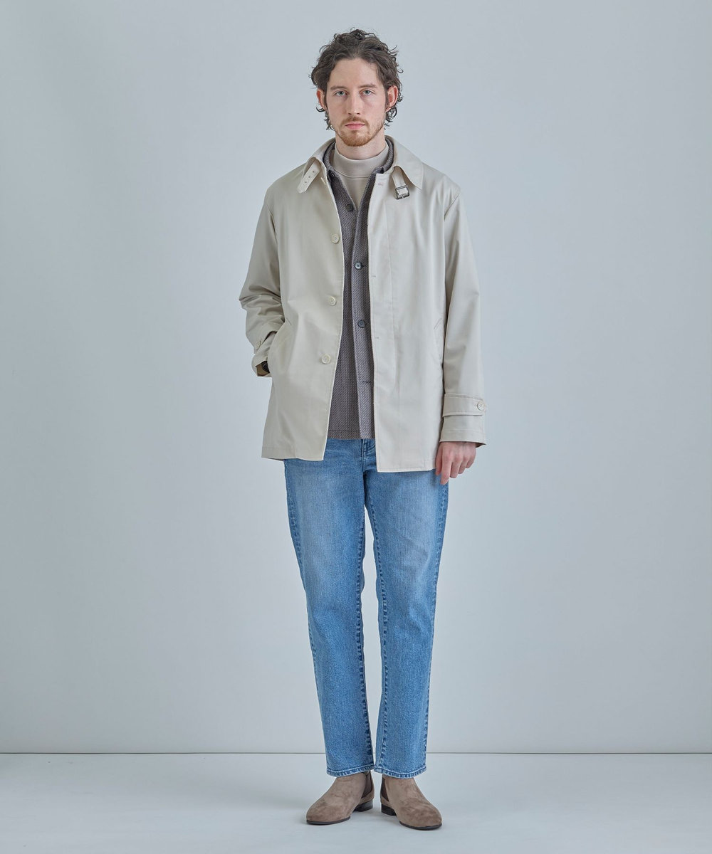 MEN'S BIGI LIMONTA EAST ストレッチギャバ ステンカラーコート＜ストレッチ・防風・撥水・透湿性＞ オフホワイト