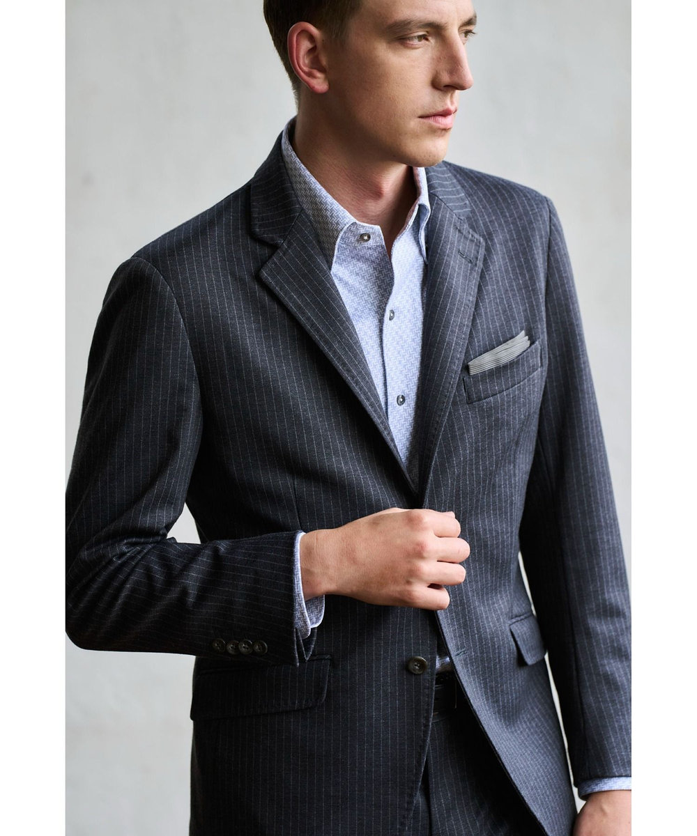 MEN'S BIGI 【ACTIVE TAILOR】プリントジャージドレスシャツ ネイビー