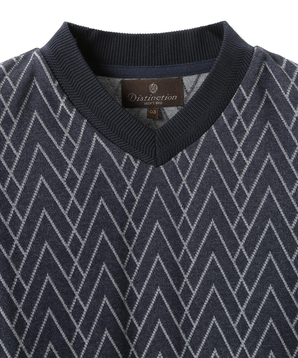 MEN'S BIGI リンクスジャガードVネックTEE ネイビー