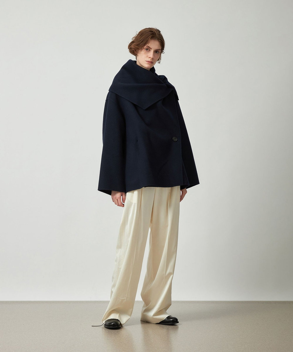 DÉPAREILLÉ WOOL SATIN TUCK PANTS / ウールサテンタックパンツ ホワイト