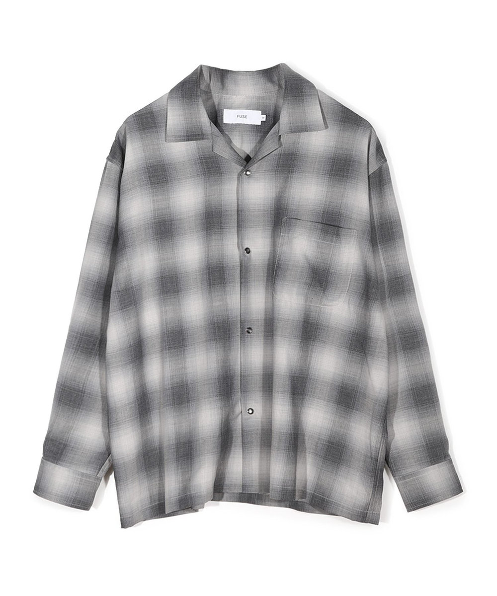 MEN'S BIGI オンブレーチェックヴィンテージ調シャツ ブラック