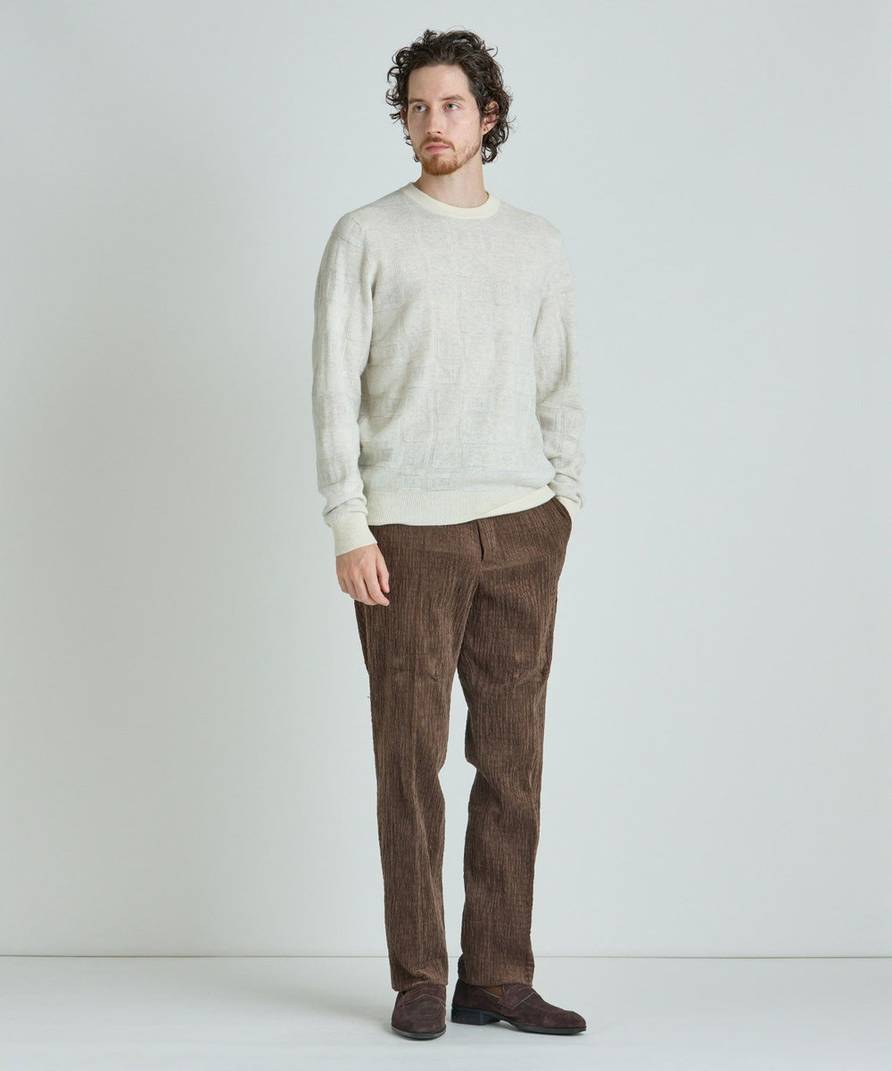 MEN'S BIGI リンクスジャカード クルーネックニット ホワイト