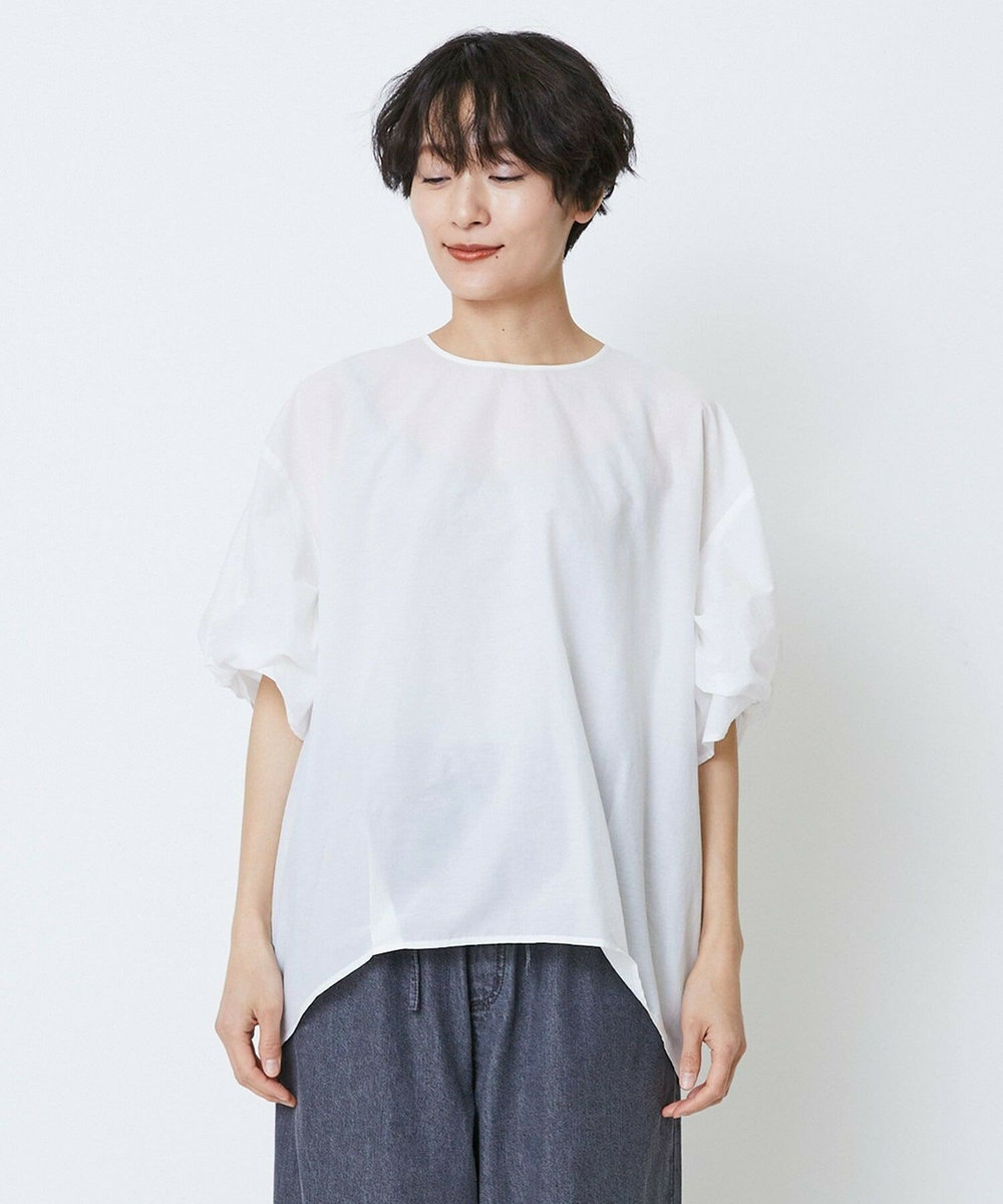 feerique feerique　ナイロンコットンタフタコクーンシルエットブラウス ホワイト