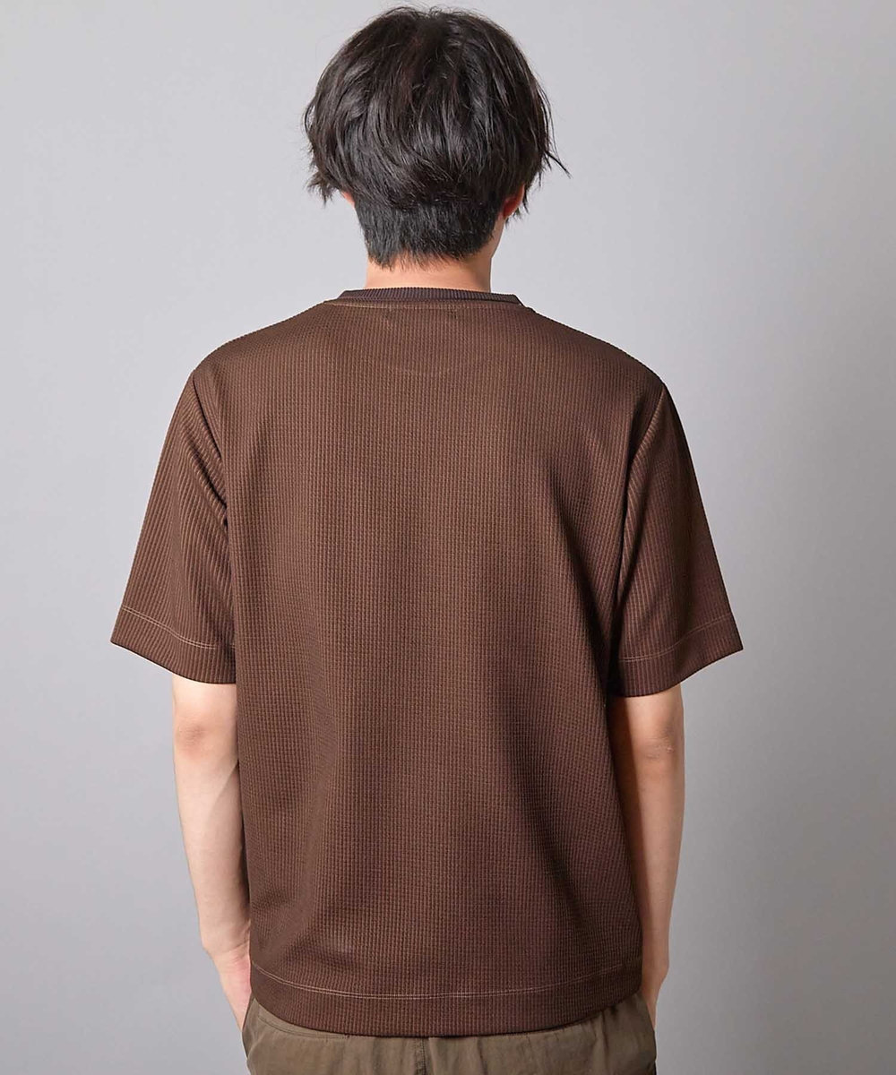 UNION STATION ジャガードストライプTシャツ ブラウン
