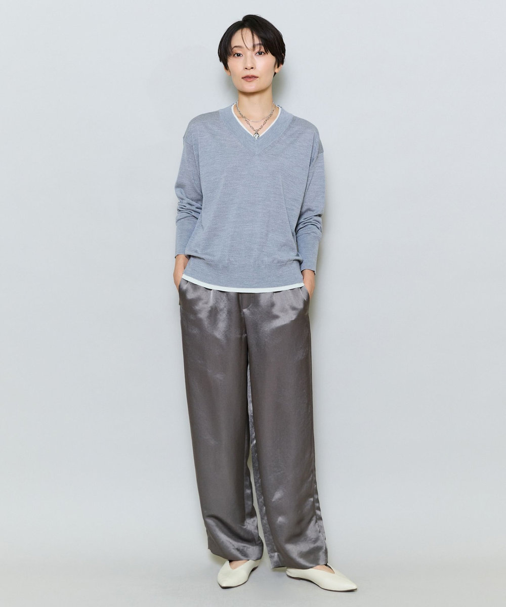 MOGA アセテートサテンコクーンシルエットパンツ モカ