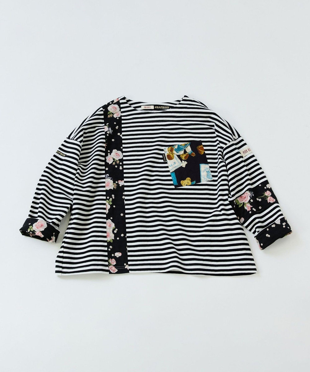 FRAPBOIS バスクボーダーロングTシャツ ブラック
