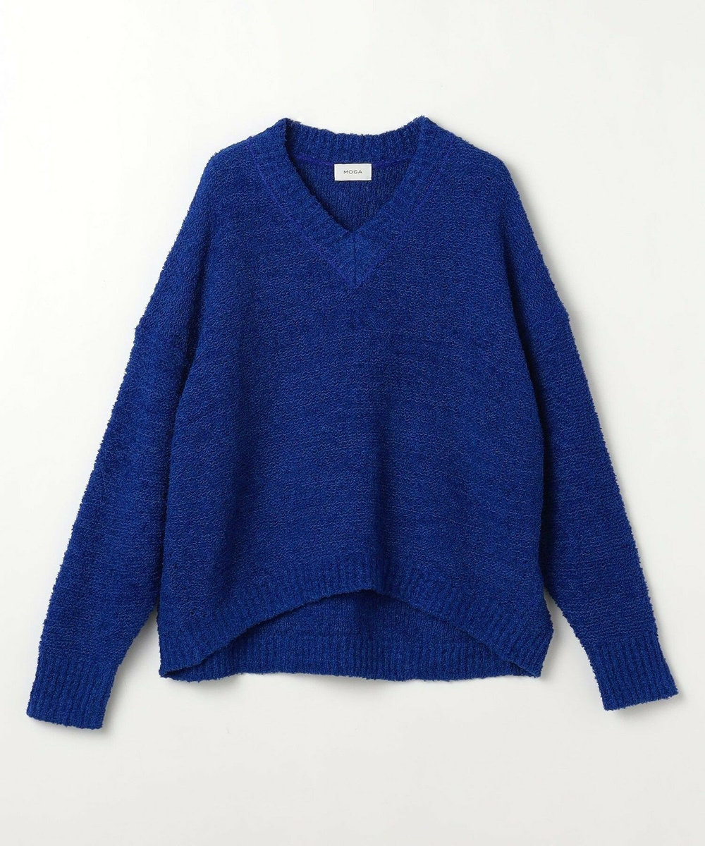 MOGA Lサイズ（大きいサイズ） 【大きいサイズ】DALIA Vネックショートニットトップス ブルー