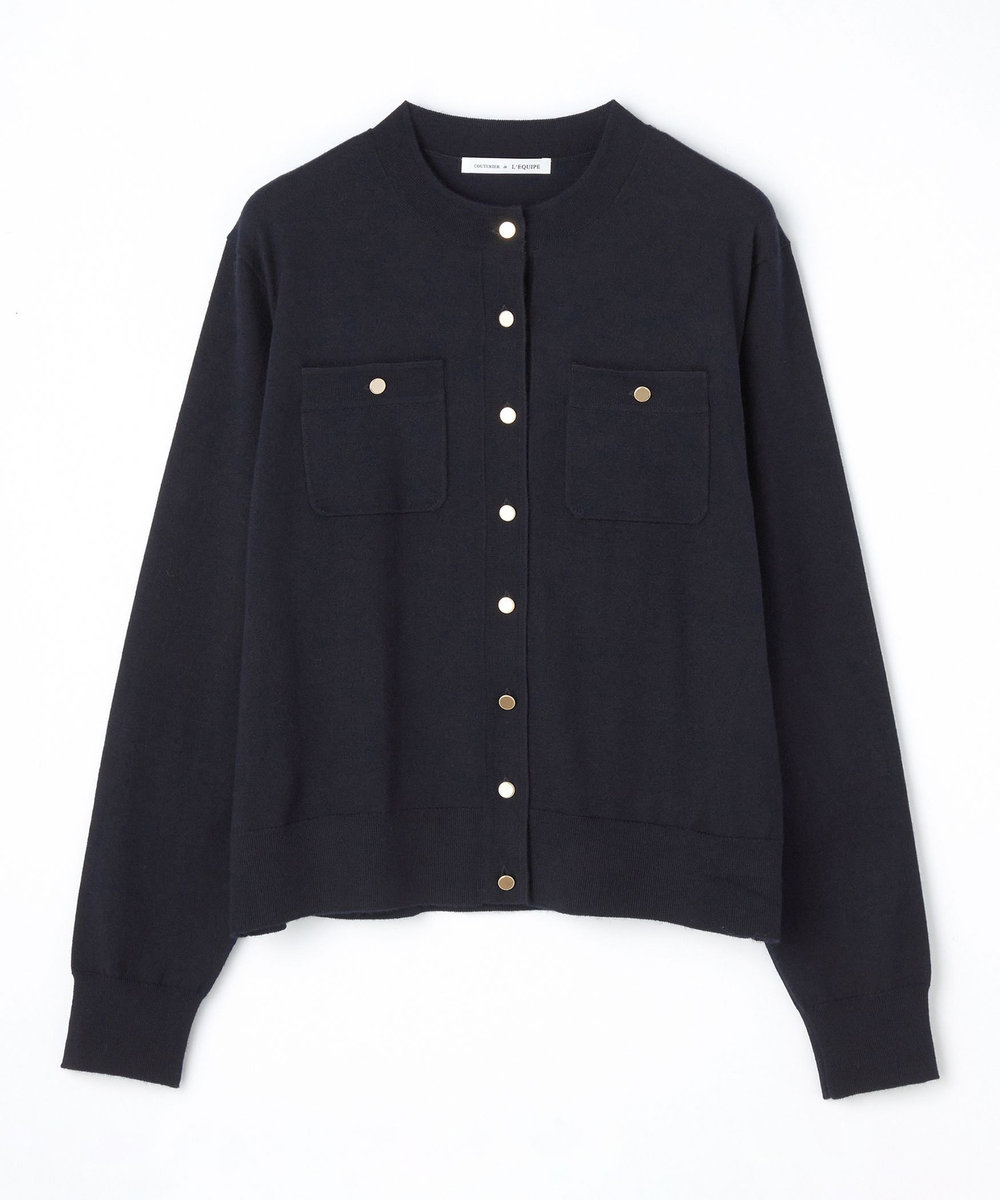 L'EQUIPE COUTURIER カシミヤシルクHGニットカーディガン ダークネイビー