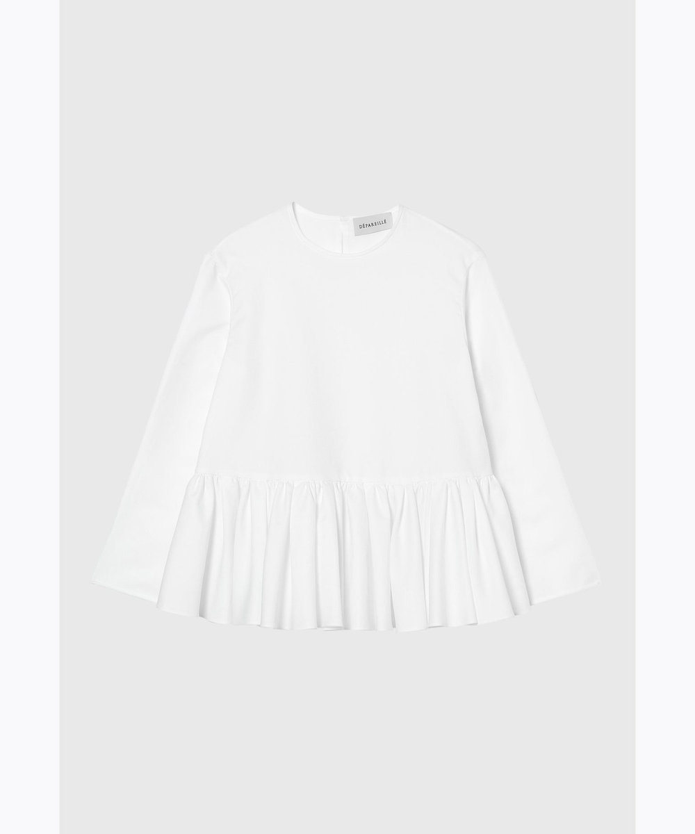 DÉPAREILLÉ COTTON TYPEWRITER PEPLUM BLOUSE / コットンタイプライターペプラムブラウス オフホワイト