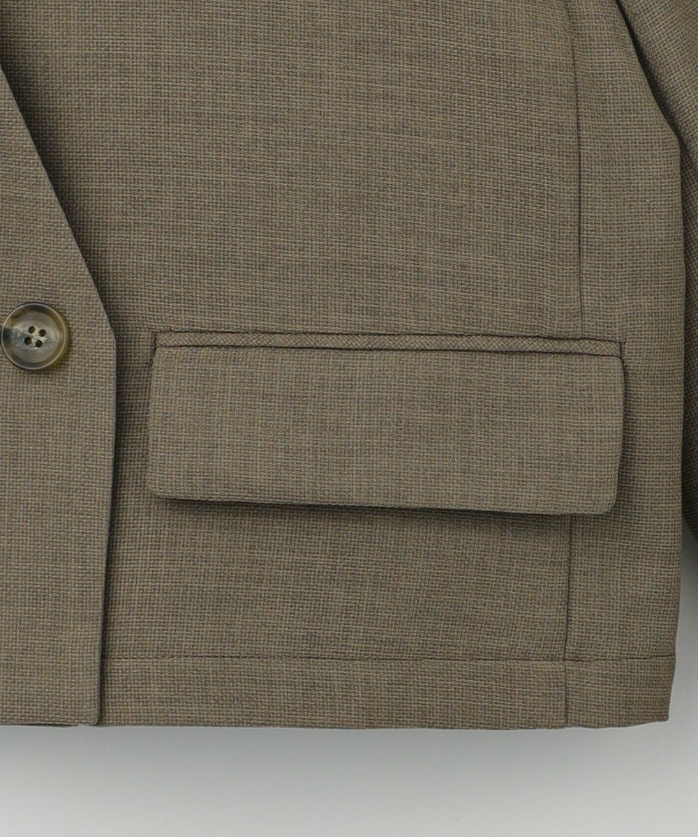 feerique 麻調メッシュノーカラーショートジャケット ベージュ