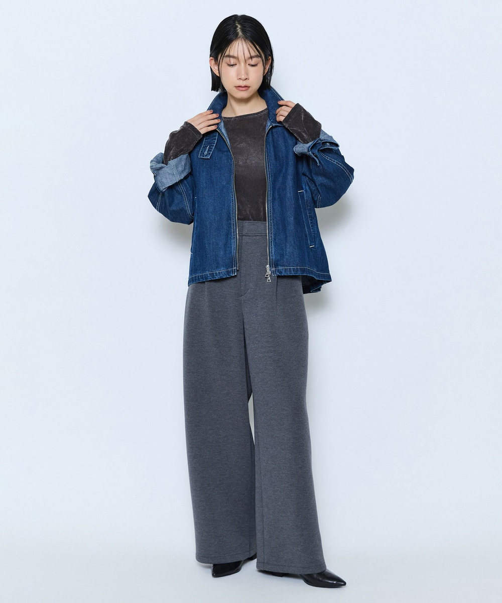 feerique feerique メッシュベロアプルオーバー チャコールグレー