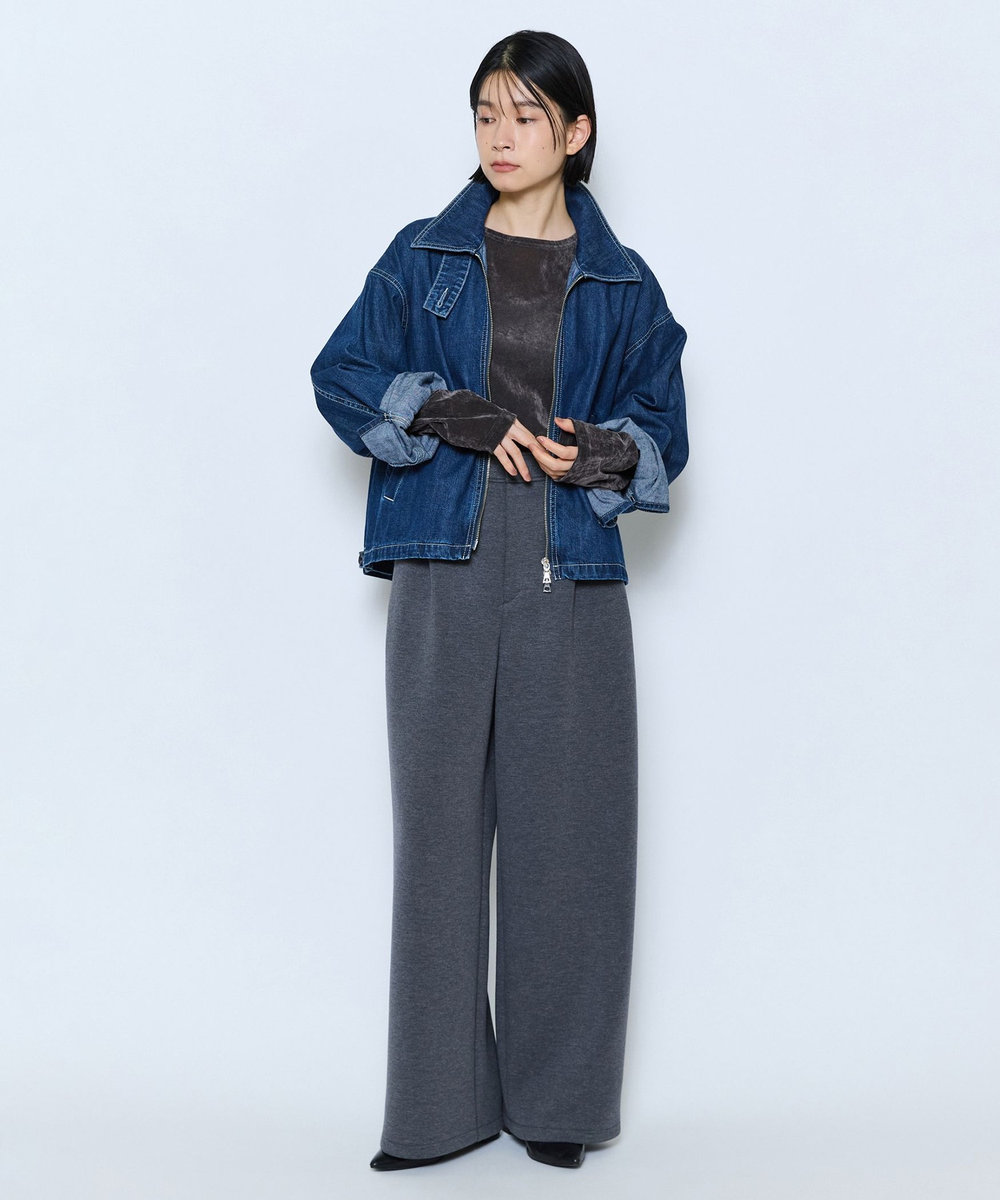 feerique feerique メッシュベロアプルオーバー チャコールグレー
