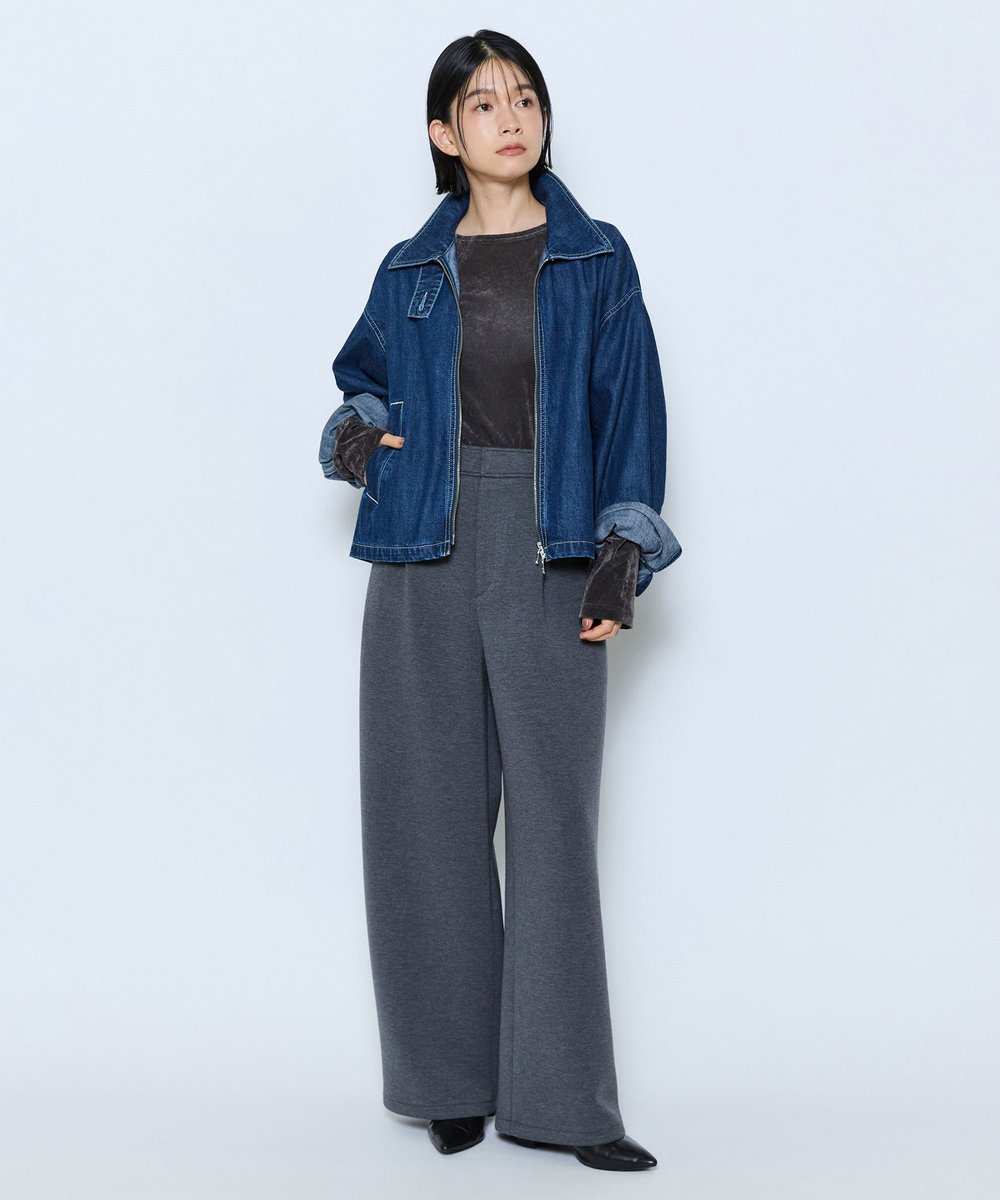 feerique feerique メッシュベロアプルオーバー チャコールグレー