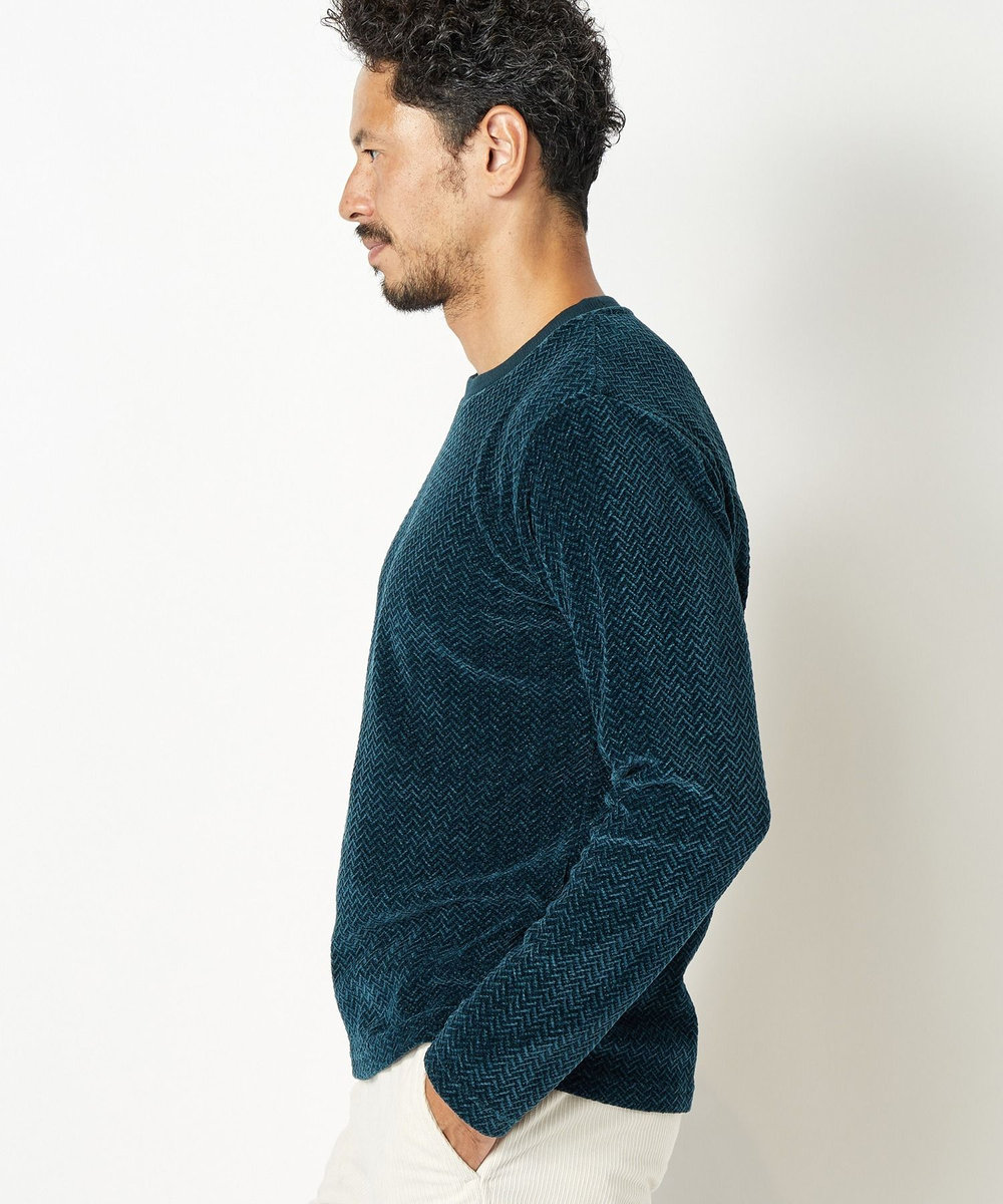 MEN'S BIGI モールジャガードクルーネックカットソー グリーン