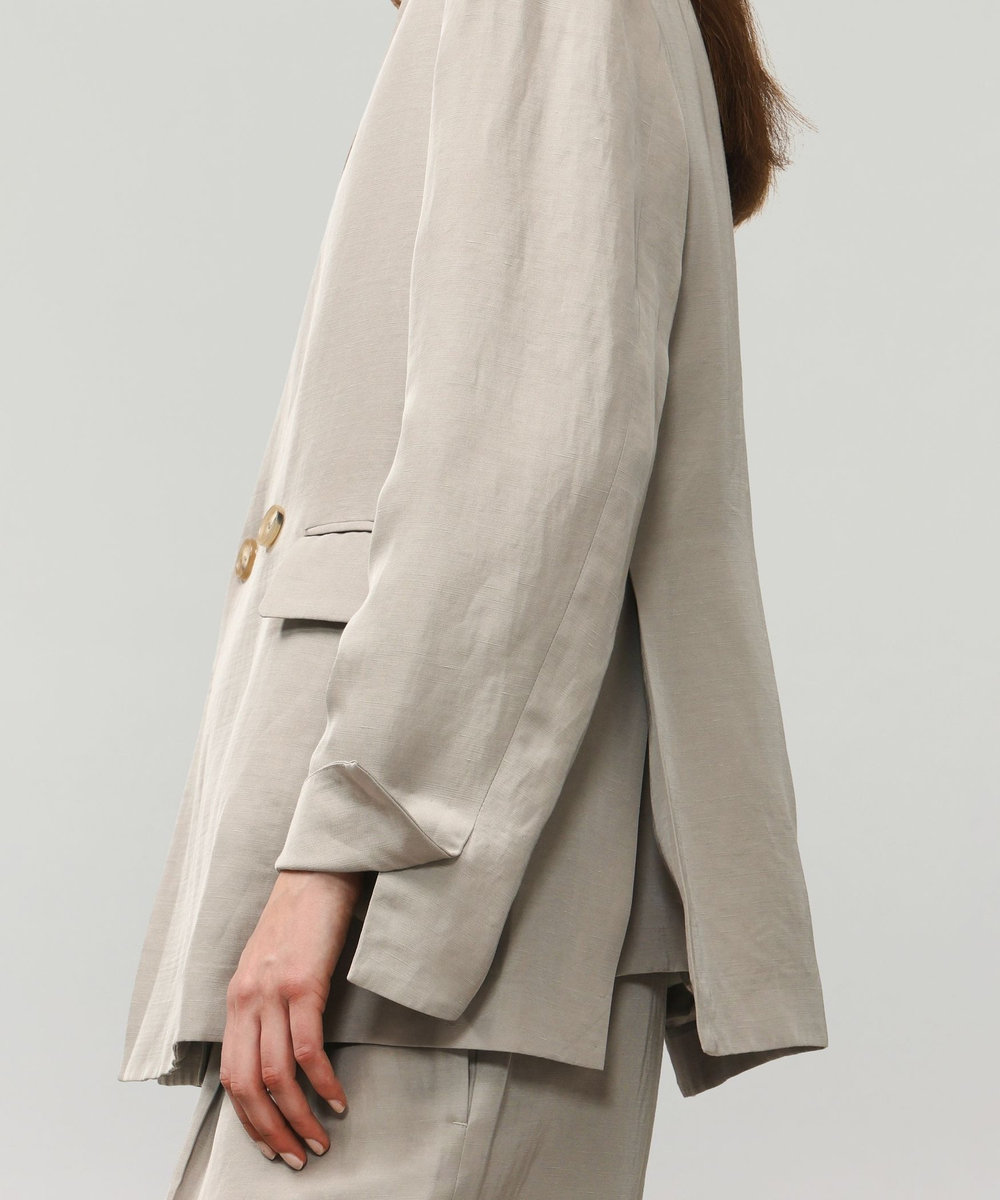 DÉPAREILLÉ TRIACETATE LINEN NO COLLAR JACKET / トリアセテートリネンノーカラージャケット ベージュ