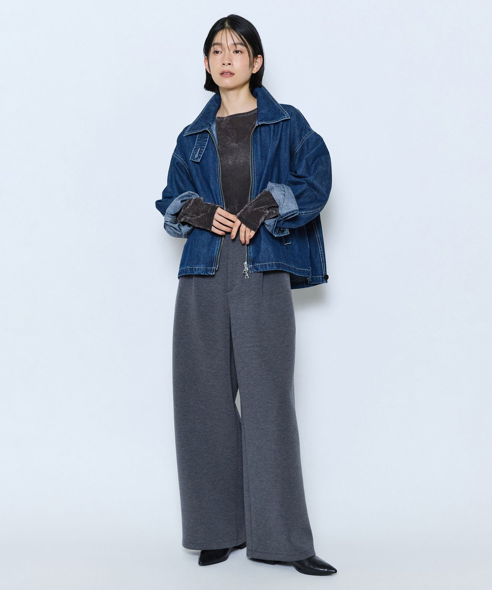 feerique feerique メッシュベロアプルオーバー チャコールグレー