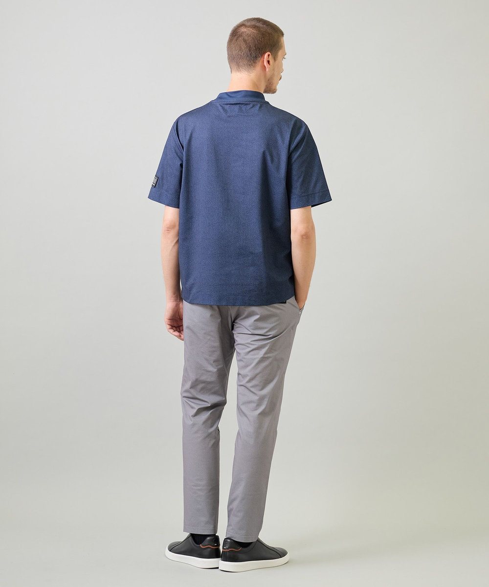 UNION STATION ドットメッシュプリントモックネックTシャツ＜ストレッチ・軽量・ハンドウォッシャブル・通気性＞ ネイビー