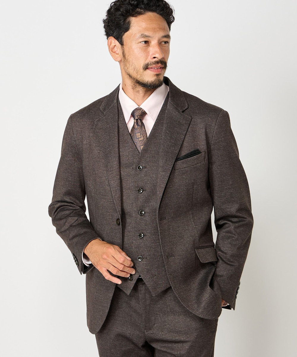 MEN'S BIGI 【ACTIVE TAILOR】エクストラTRジャージプリントテーラードジャケット＜セットアップ・スリーピース対応＞ ブラウン