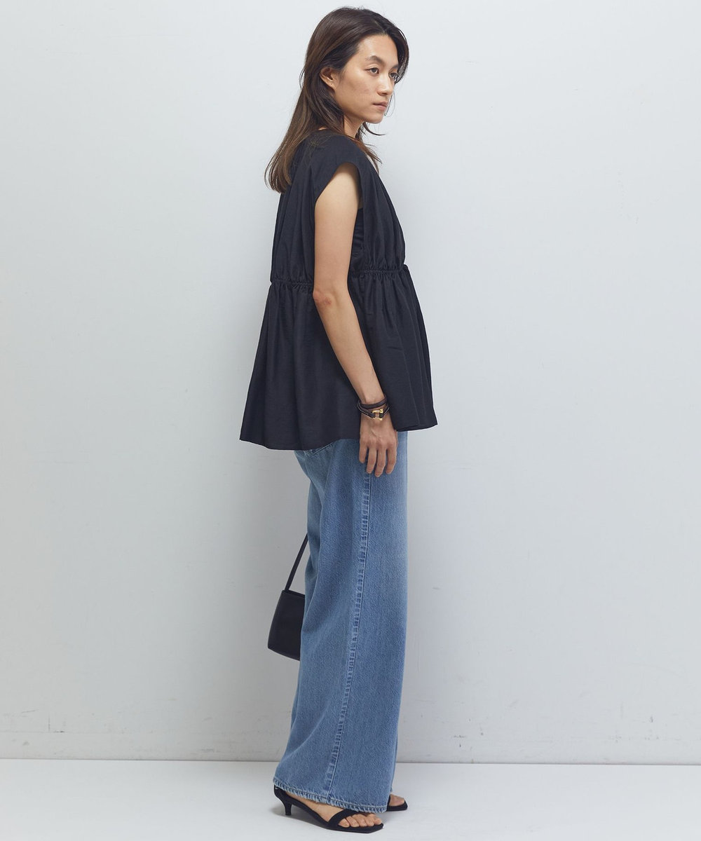 1er Arrondissement ギャザーネックブラウス ブラック