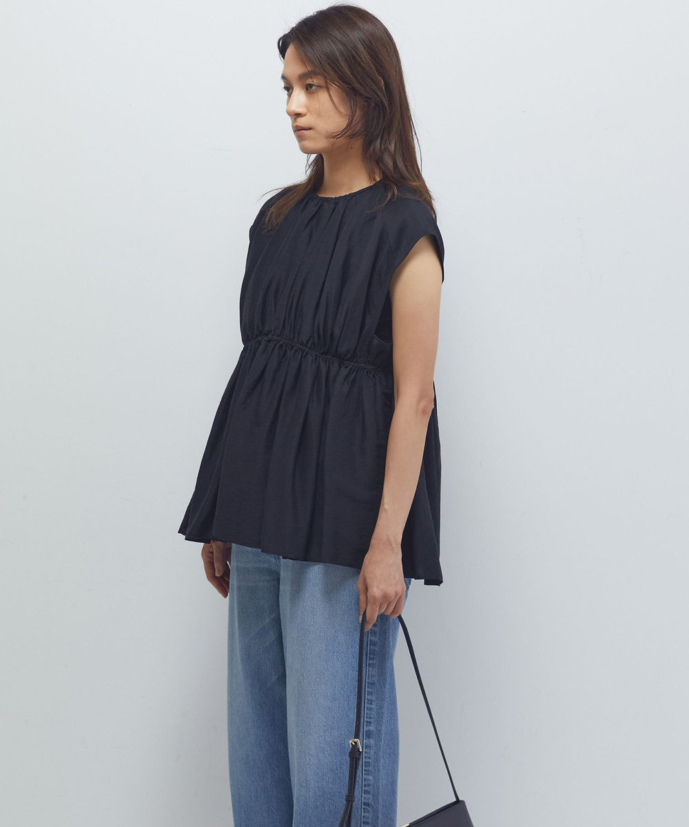 1er Arrondissement ギャザーネックブラウス ブラック