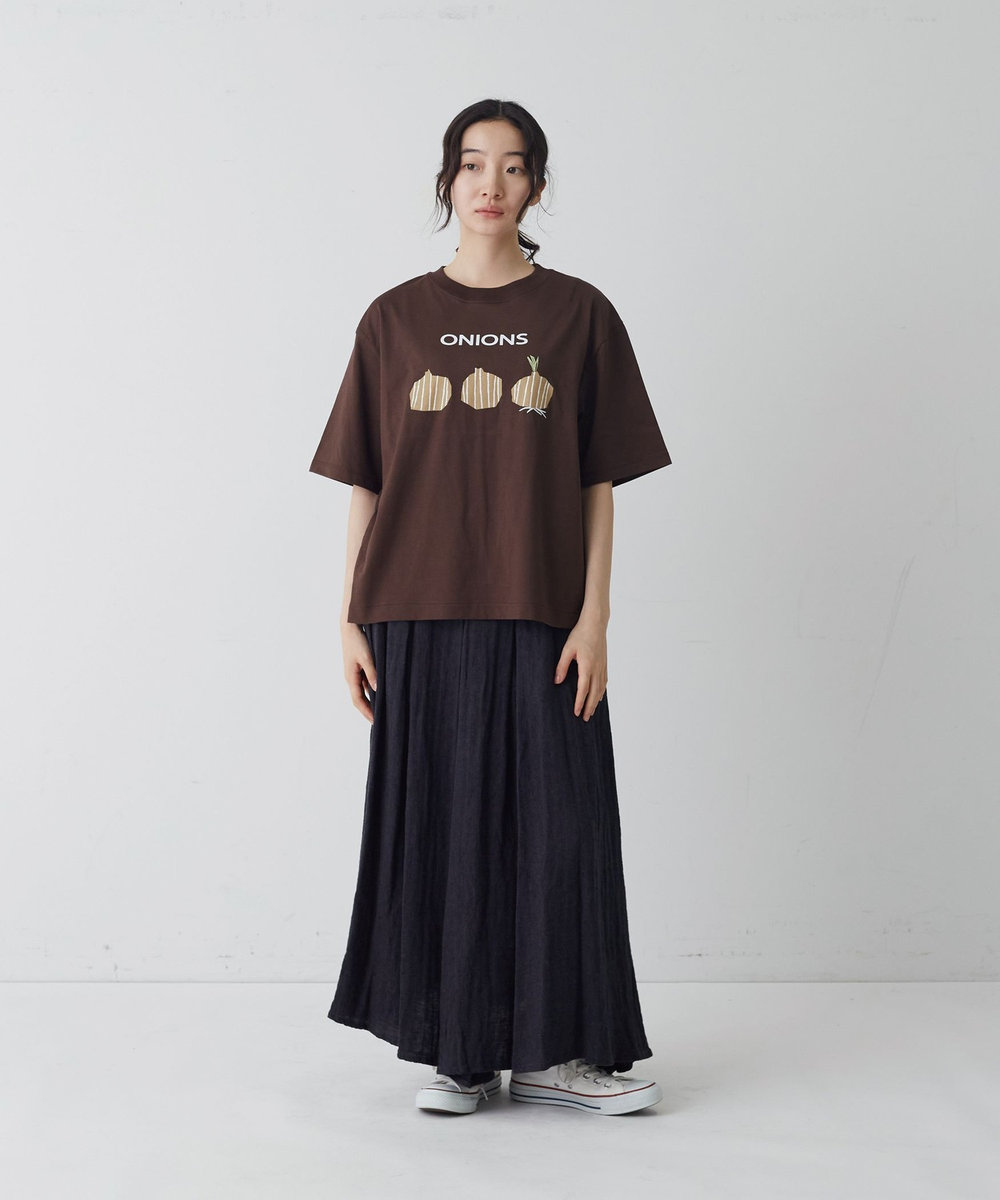 congés payés ADIEU TRISTESSE ベジタブルプリントTシャツ ブラウン系その他