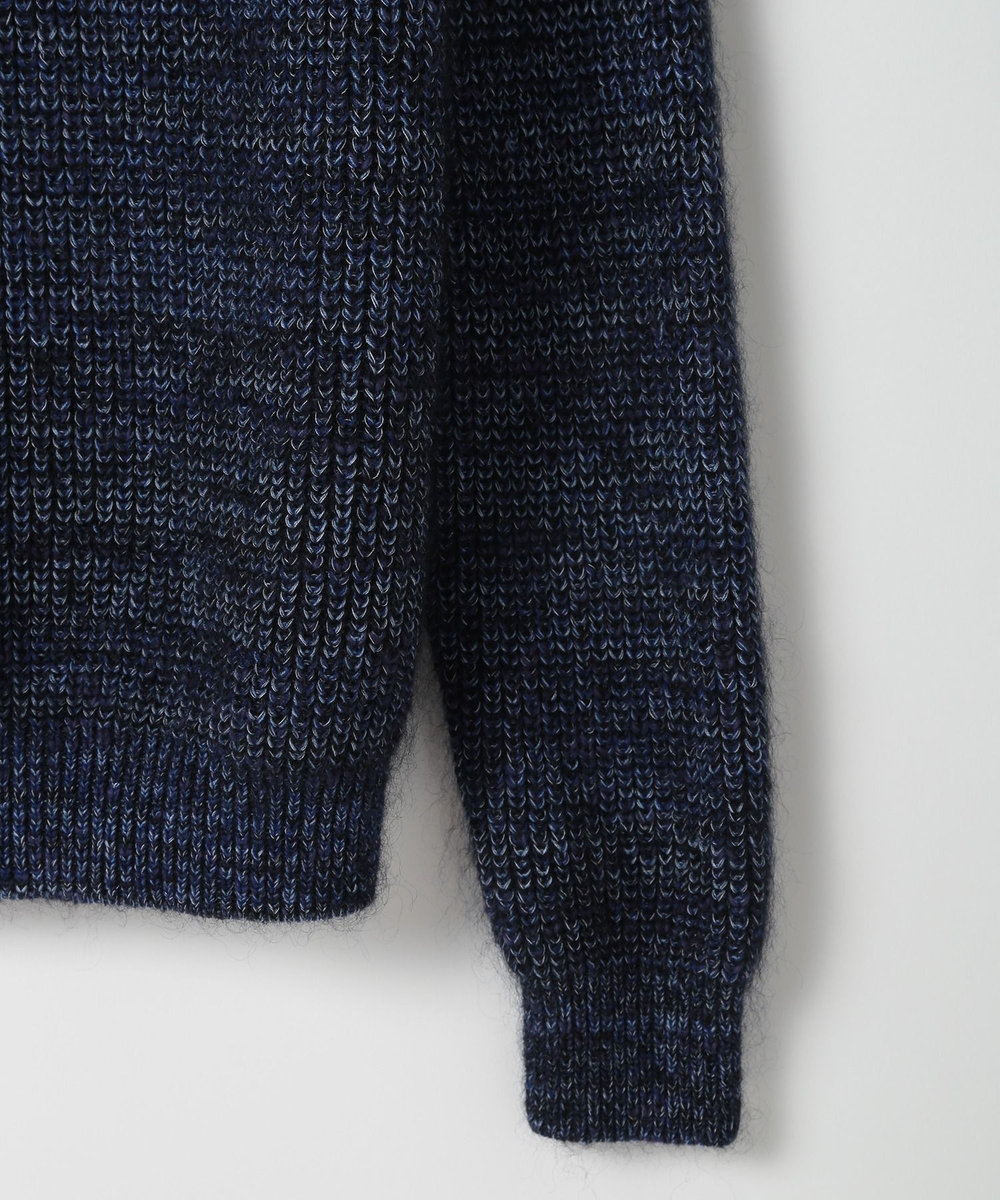 MEN'S BIGI キッドモヘアクルーネックニット ブルー